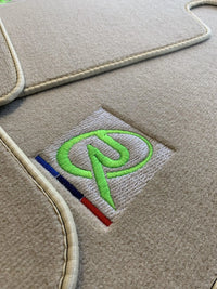 Beige Floor Mats For BMW 6 Series F12 ROVBUT Brand Tailored Set Perfect Fit Green SNIP Collection - AutoWin