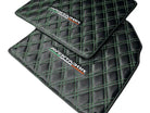 Floor Mats for Lamborghini Aventador Carbon Fiber Leather Green Stitching - AutoWin