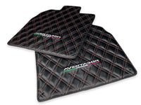 Floor Mats for Lamborghini Aventador Carbon Fiber Leather Red Stitching - AutoWin