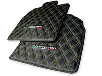 Floor Mats for Lamborghini Aventador Carbon Fiber Leather Yellow Stitching - AutoWin