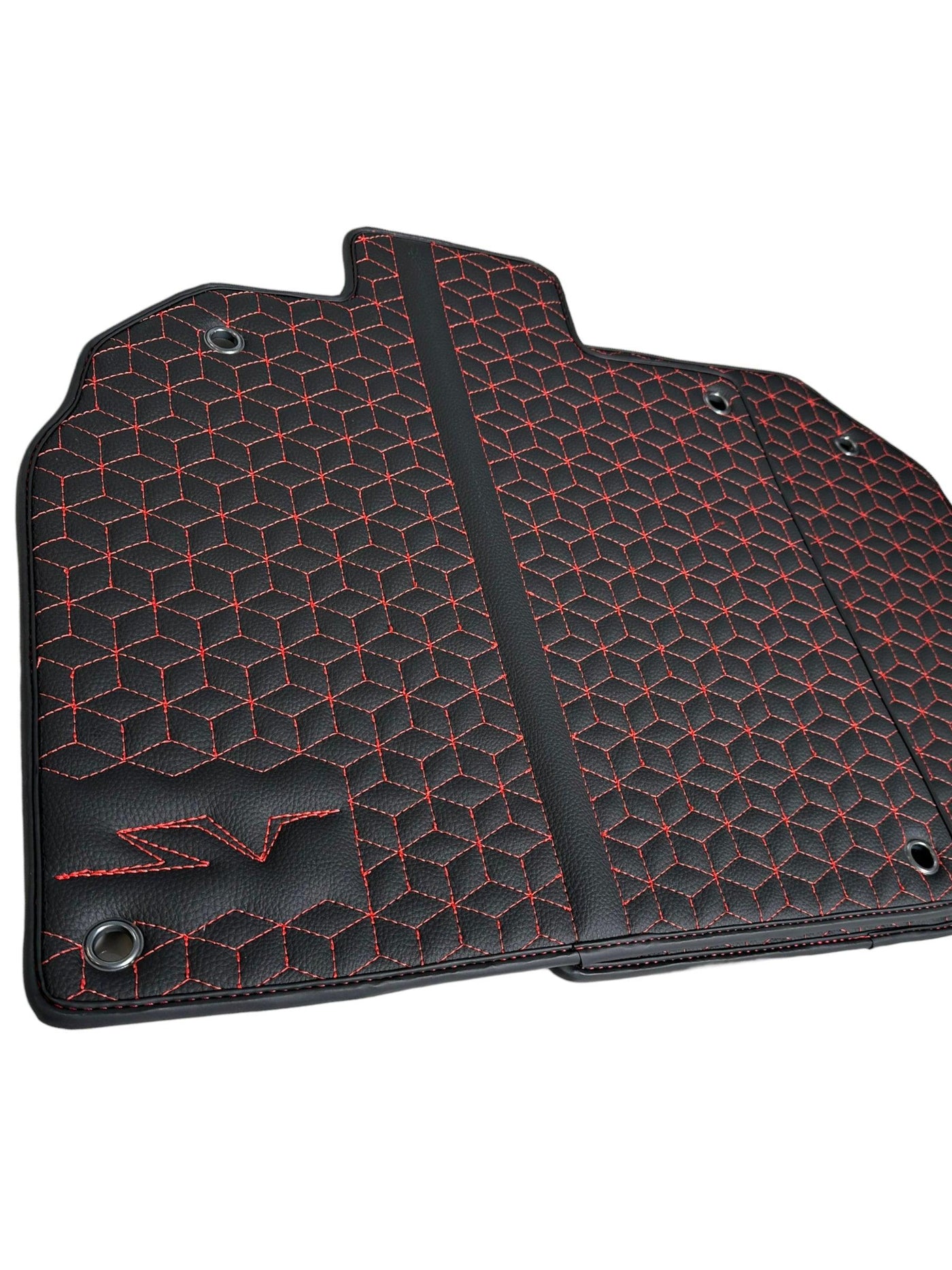 Leather Floor Mats for Lamborghini Aventador SV | Red Stitching - AutoWin