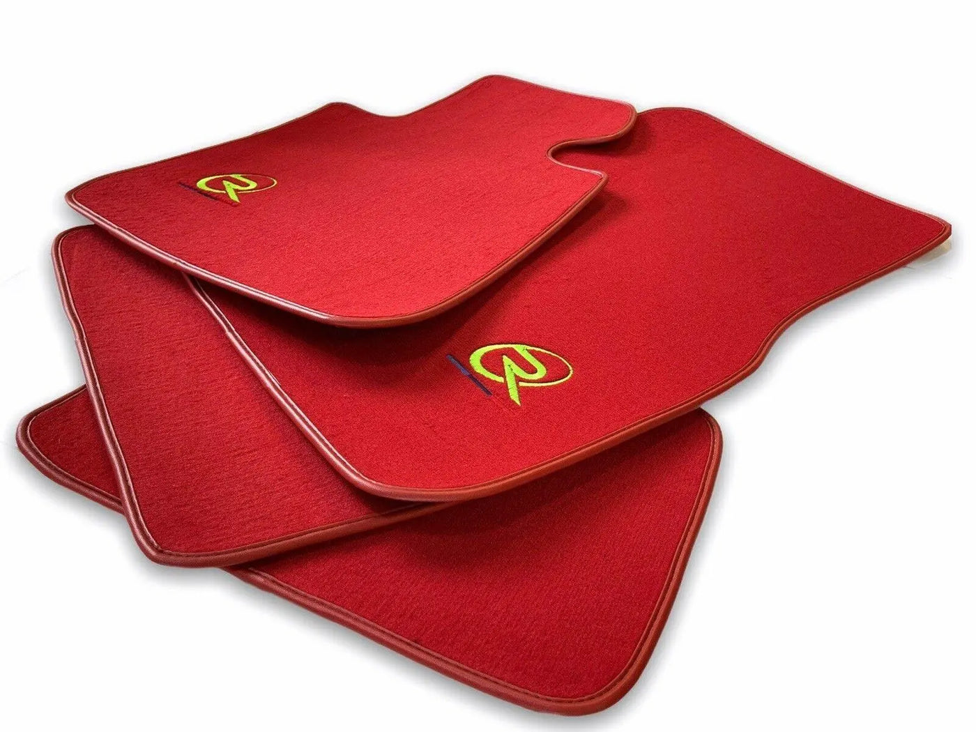 Red Floor Mats For BMW 7 Series F01 ROVBUT Brand Tailored Set Perfect Fit Green SNIP Collection - AutoWin