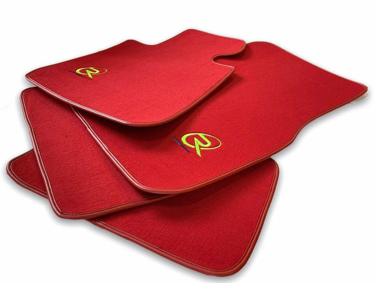 Red Floor Mats For BMW 7 Series G12 ROVBUT Brand Tailored Set Perfect Fit Green SNIP Collection - AutoWin