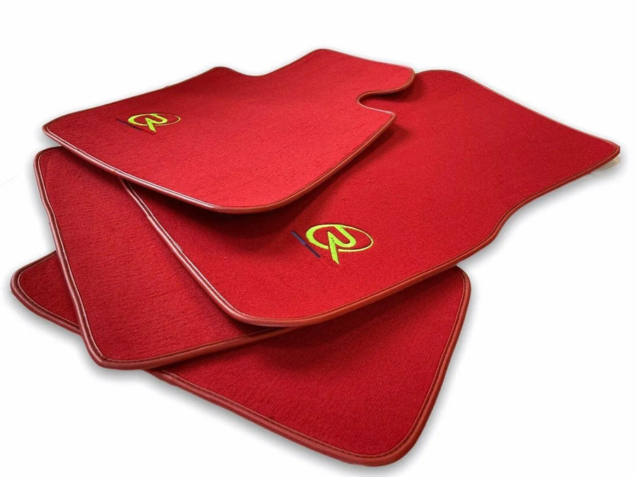 Red Floor Mats For BMW X6 Series E71 ROVBUT Brand Tailored Set Perfect Fit Green SNIP Collection - AutoWin