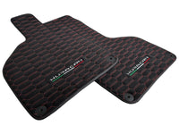 Alcantara Floor Mats for Lamborghini Huracan Red Sewing - AutoWin