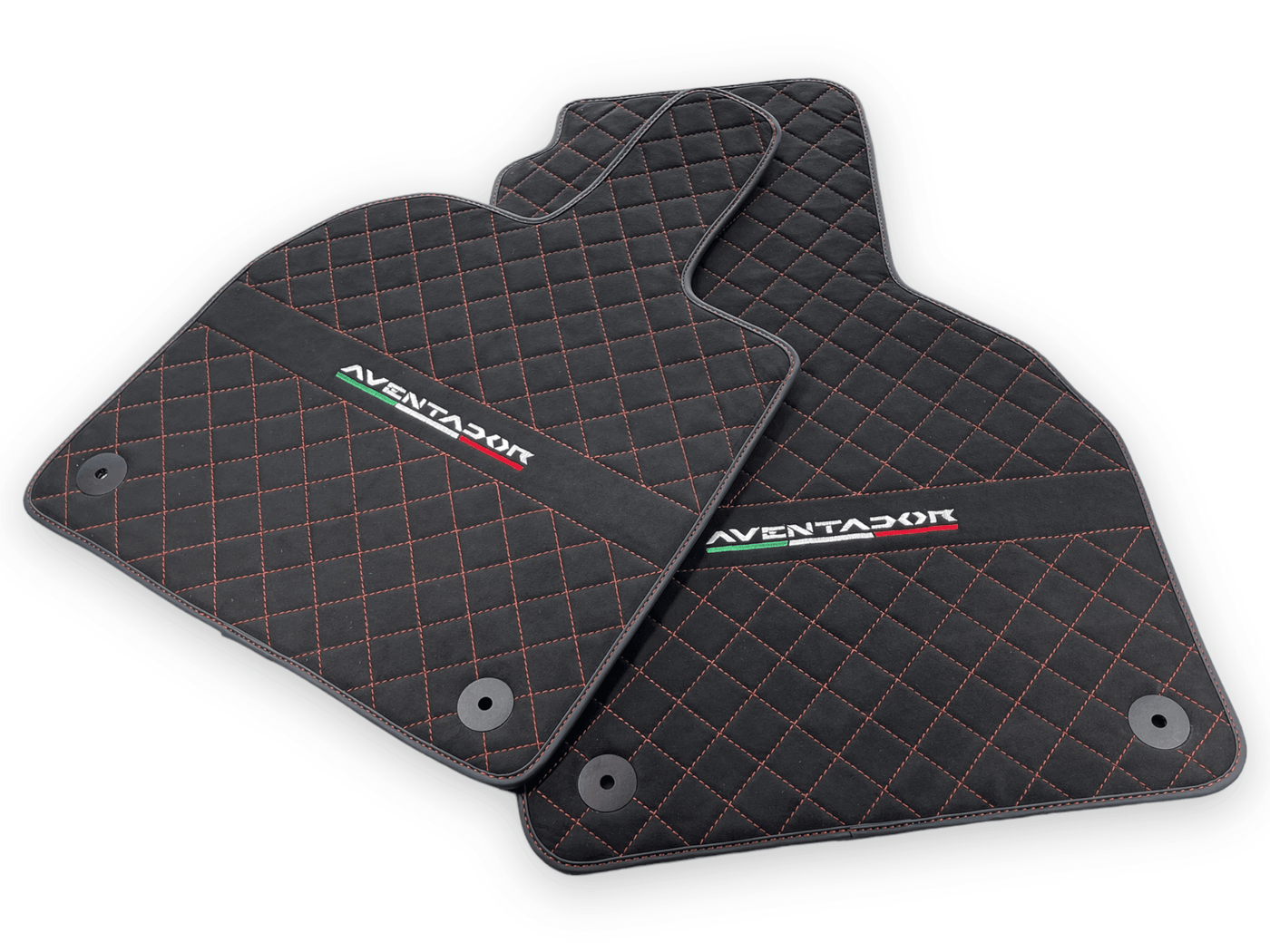 Alcantara Leather Floor Mats For Lamborghini Aventador | Red Stitching - AutoWin