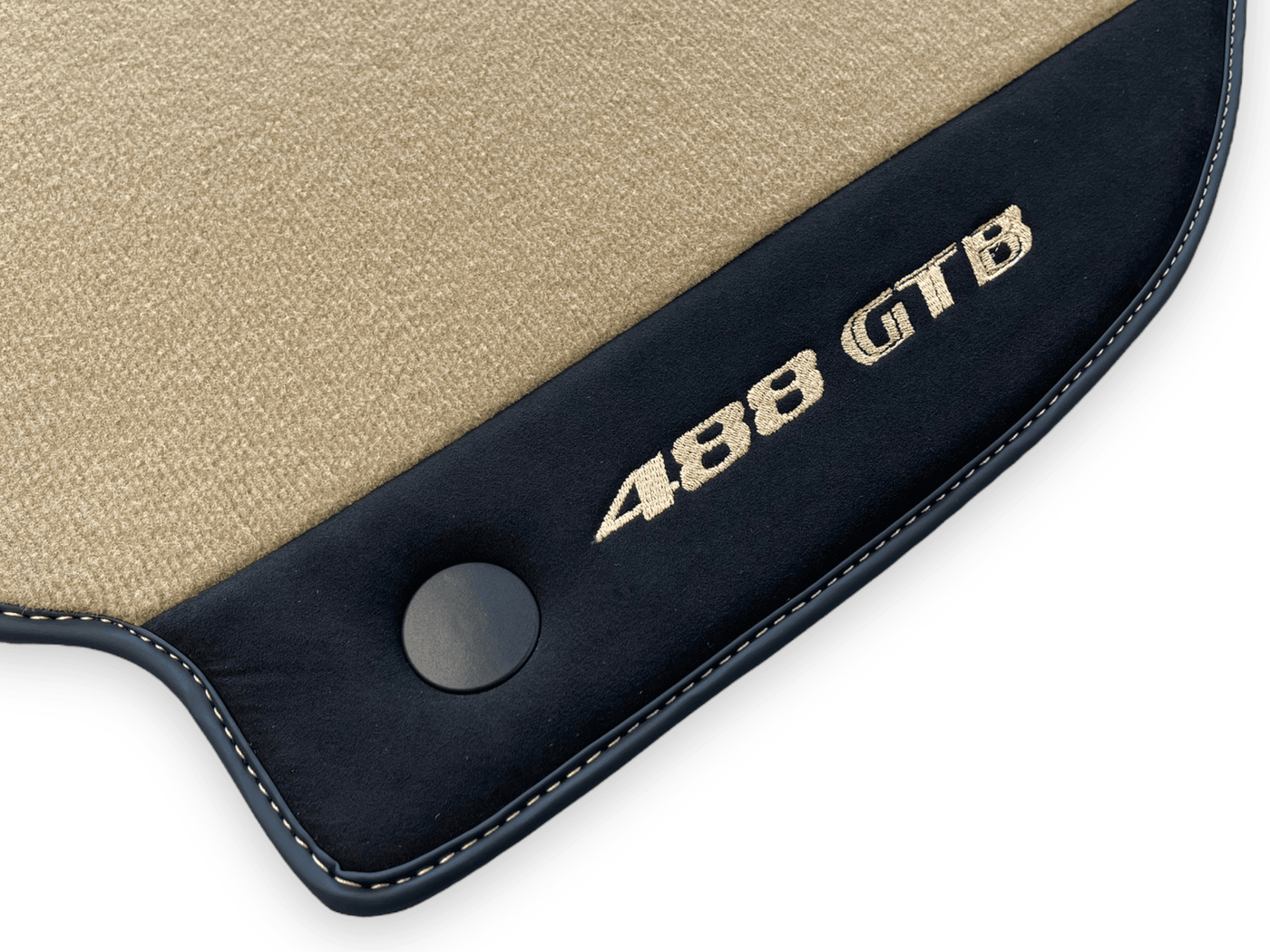 Beige Floor Mats For Ferrari 488 GTB 2016-2022 Carpets With Alcantara Leather - AutoWin