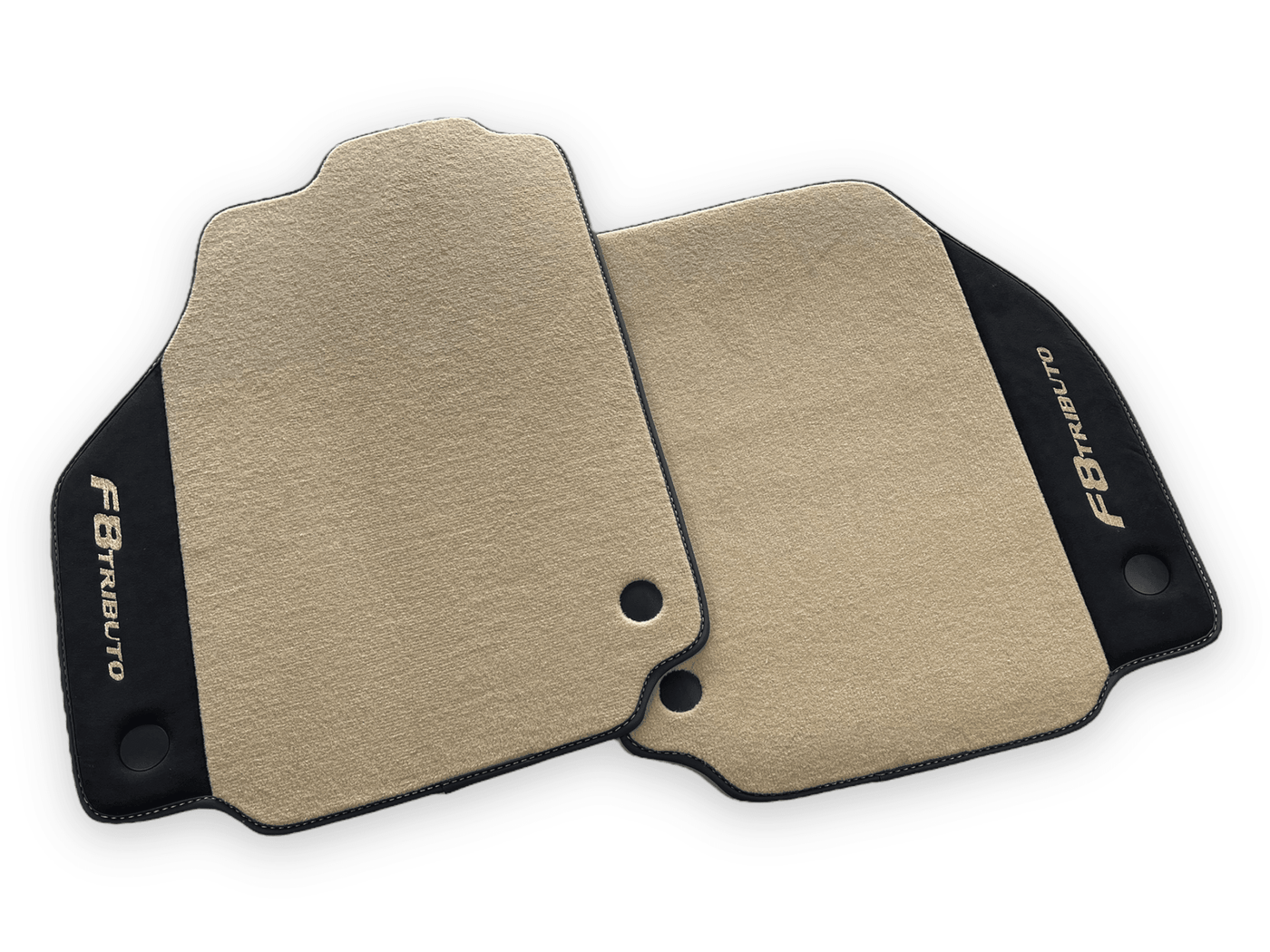 Beige Floor Mats For Ferrari F8 Tributo 2019-2022 With Alcantara Leather - AutoWin