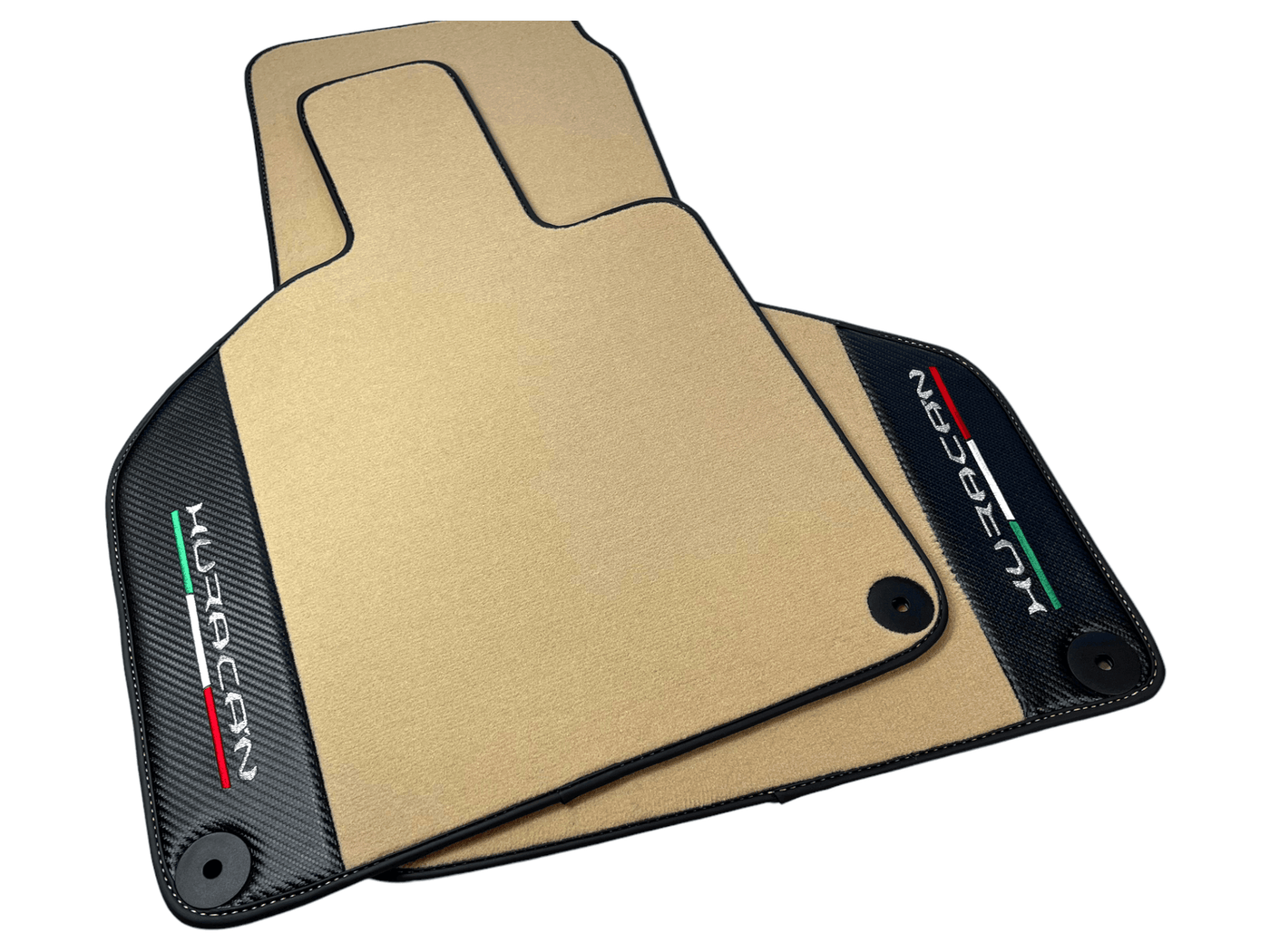 Beige Floor Mats for Lamborghini Huracan With Carbon Fiber Leather - AutoWin