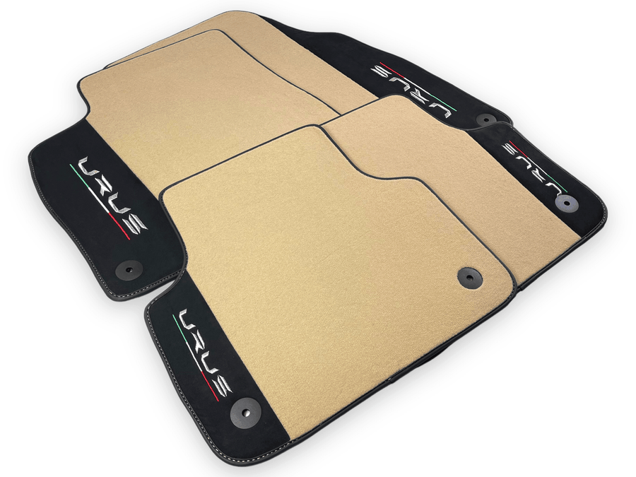 Beige Floor Mats For Lamborghini Urus With Alcantara Leather - AutoWin