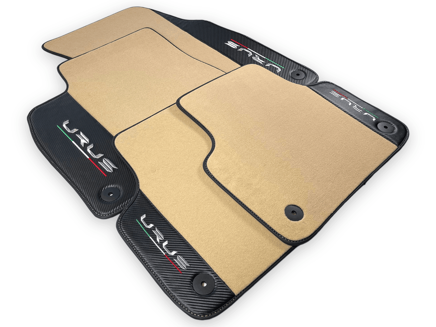 Beige Floor Mats For Lamborghini Urus With Carbon Leather - AutoWin