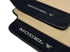 Beige Floor Mats For Tesla Model Y With Alcantara Leather - AutoWin