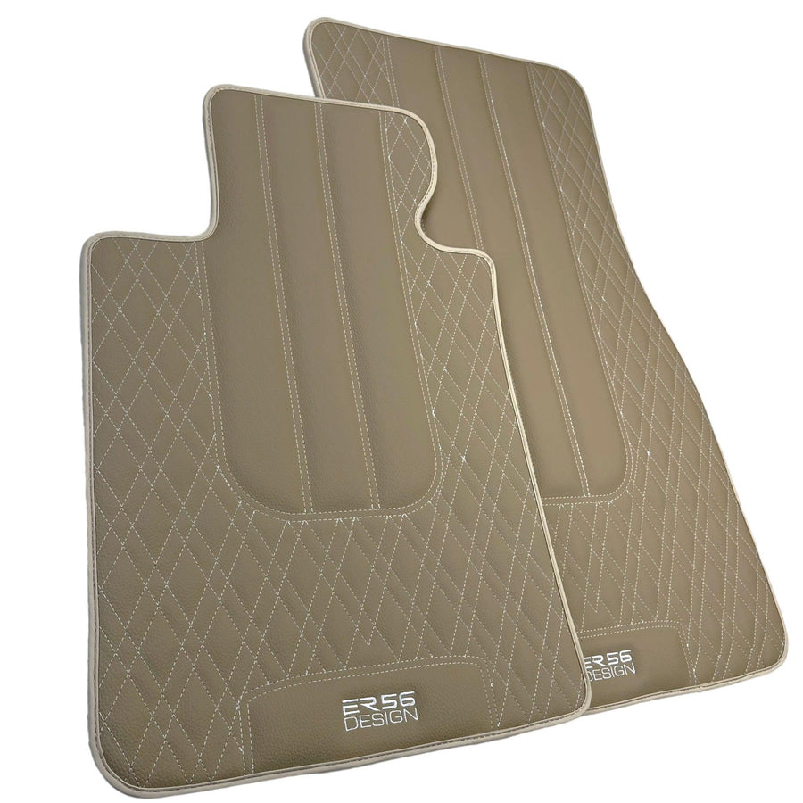 Beige Leather Floor Mats For BMW M8 F93 4-door Gran Coupe - AutoWin
