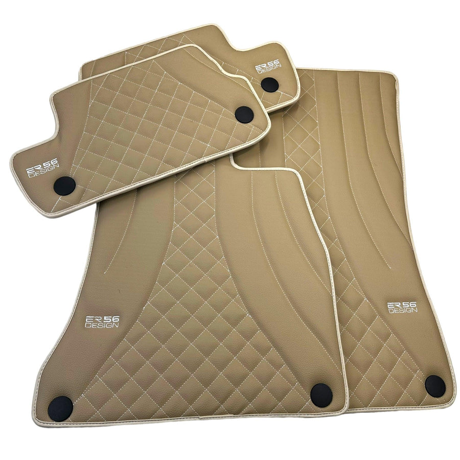 Beige Leather Floor Mats For Mercedes Benz C-Class S203 Estate 4Matic (2001-2007) | ER56 Design - AutoWin
