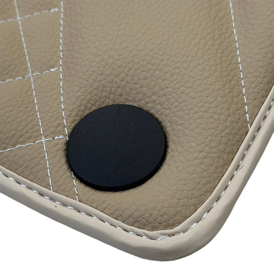 Beige Leather Floor Mats For Mercedes Benz CLK-Class A209 Convertible (2003-2010) | ER56 Design - AutoWin