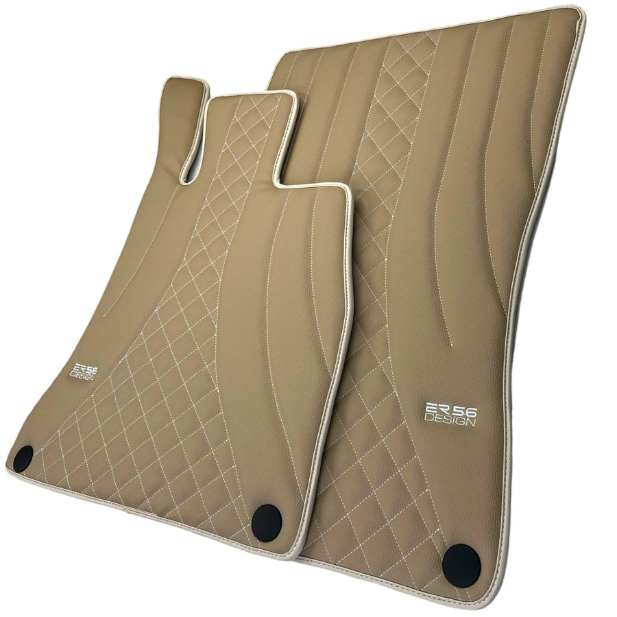 Beige Leather Floor Mats For Mercedes Benz E-Class A238 Convertible (2017-2023) | ER56 Design - AutoWin
