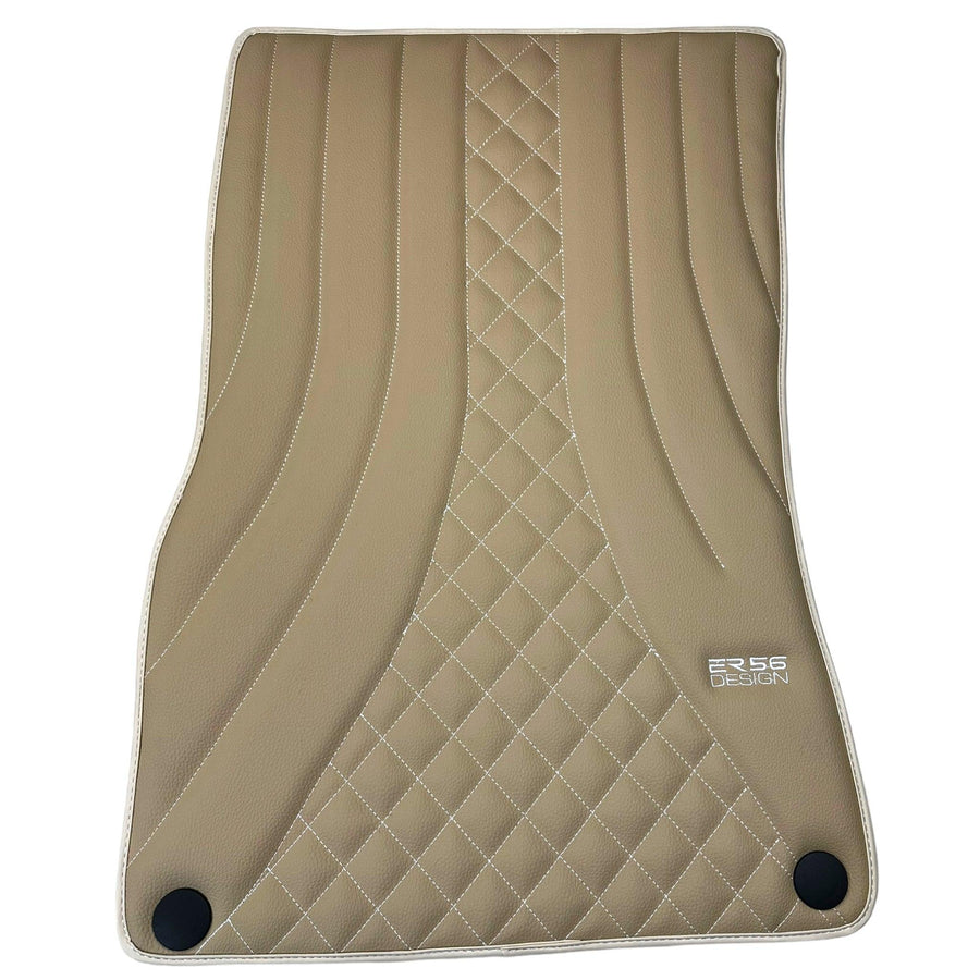 Beige Leather Floor Mats For Mercedes Benz GLS-Class X167 (2019-2023) | ER56 Design - AutoWin