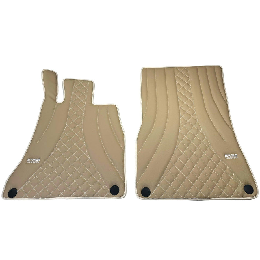 Beige Leather Floor Mats For Mercedes Benz S-Class C126 Coupe (1981-1991) | ER56 Design - AutoWin