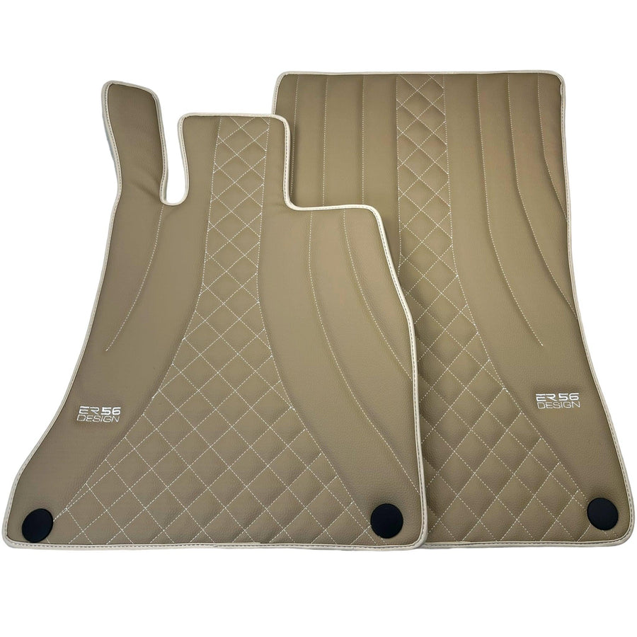 Beige Leather Floor Mats For Mercedes Benz S-Class V223 (2021-2023) Hybrid | ER56 Design - AutoWin