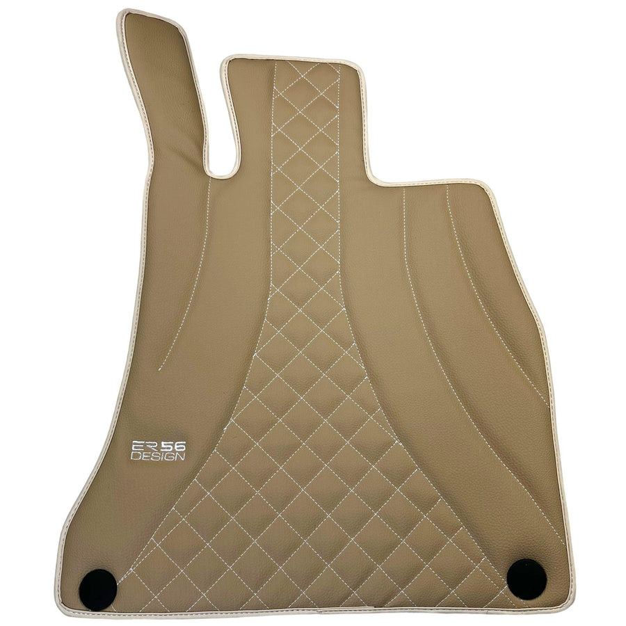 Beige Leather Floor Mats For Mercedes Benz S-Class W126 (1979-1991) | ER56 Design - AutoWin