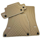 Beige Leather Floor Mats For Mercedes Benz S-Class W221 (2005-2013) Short Wheelbase | ER56 Design - AutoWin