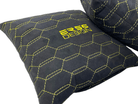 Black Alcantara Leather Pillows ER56 Design Set of 2 Yellow Sewing - AutoWin