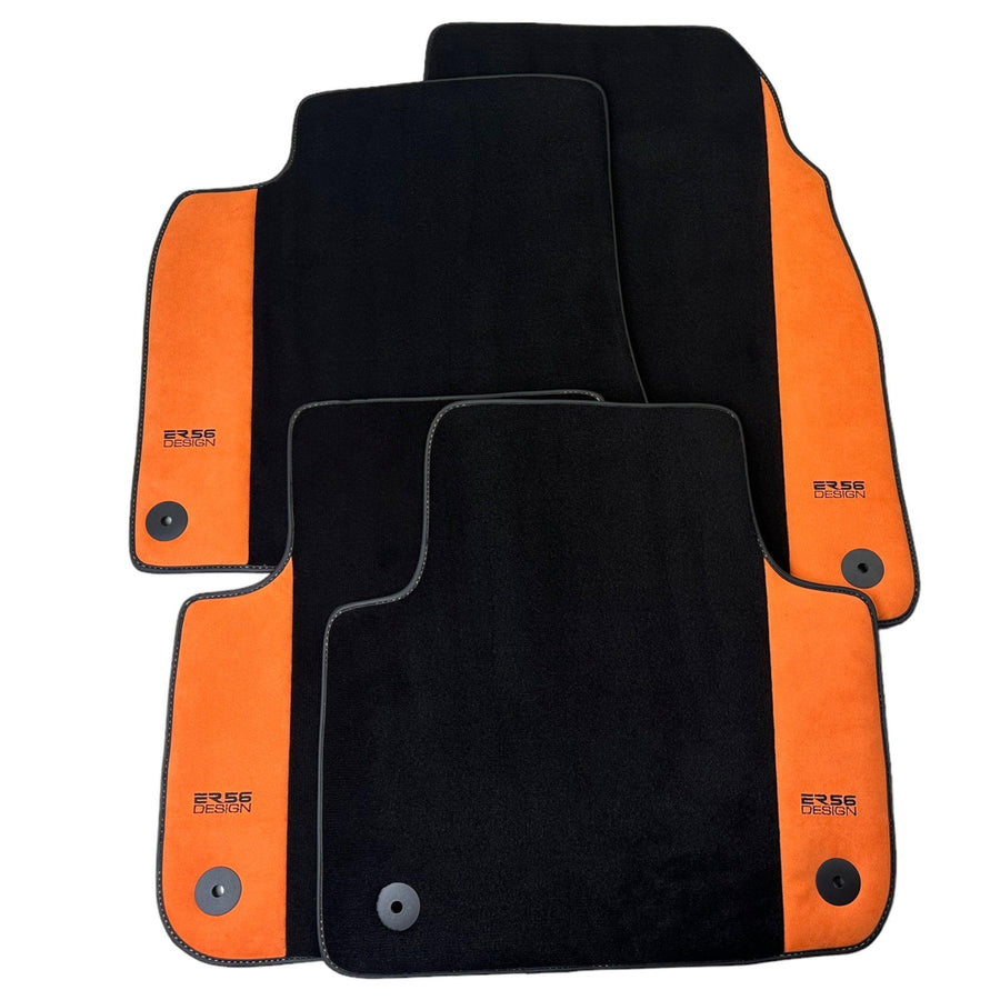 Black Floor Mats for Audi A3 - 3-door Hatchback (1996-2000) With Orange Alcantara | ER56 Design - AutoWin