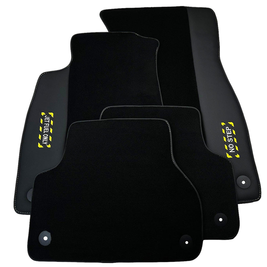 Black Floor Mats for Audi A3 - 5-door Sedan (MHEV) Mild Hybrid Electric Vehicle (2021 - 2024) | Fighter Jet Edition - AutoWin