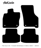 Black Floor Mats for Audi A3 - 5-door Sportback (MHEV) Mild Hybrid Electric Vehicle (2021 - 2024) With Orange Alcantara | ER56 Design - AutoWin