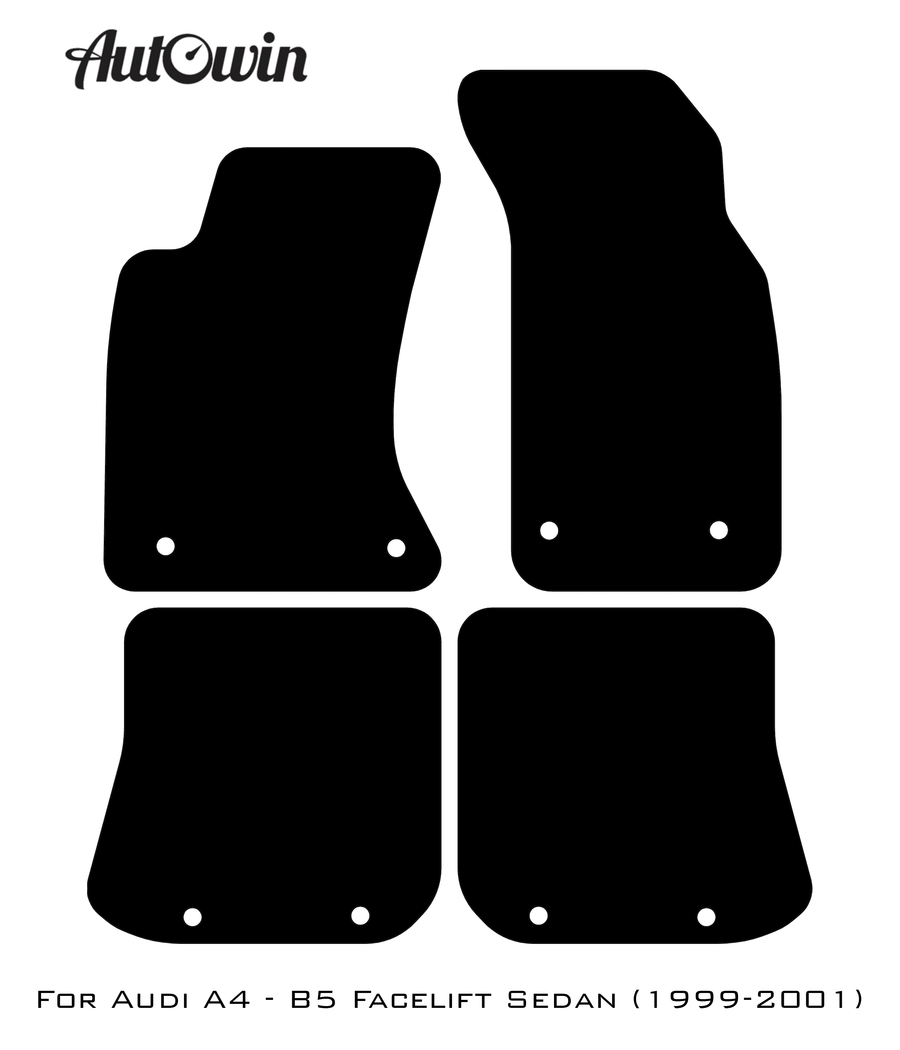 Black Floor Mats for Audi A4 - B5 Facelift Avant (1999-2001) With Orange Alcantara | ER56 Design - AutoWin