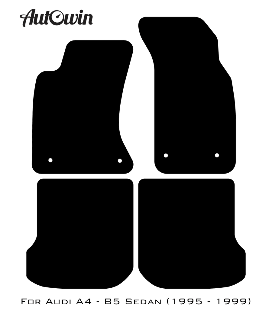 Black Floor Mats for Audi A4 - B5 Sedan (1995 - 1999) With Orange Alcantara | ER56 Design - AutoWin