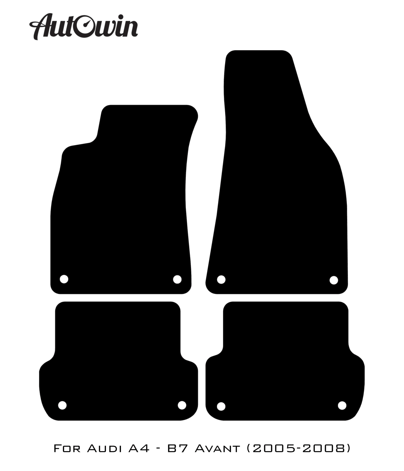 Black Floor Mats for Audi A4 - B7 Avant (2005-2008) With Orange Alcantara | ER56 Design - AutoWin