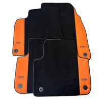 Black Floor Mats for Audi A4 - B9 Allroad Quattro (2016-2020) With Orange Alcantara | ER56 Design - AutoWin