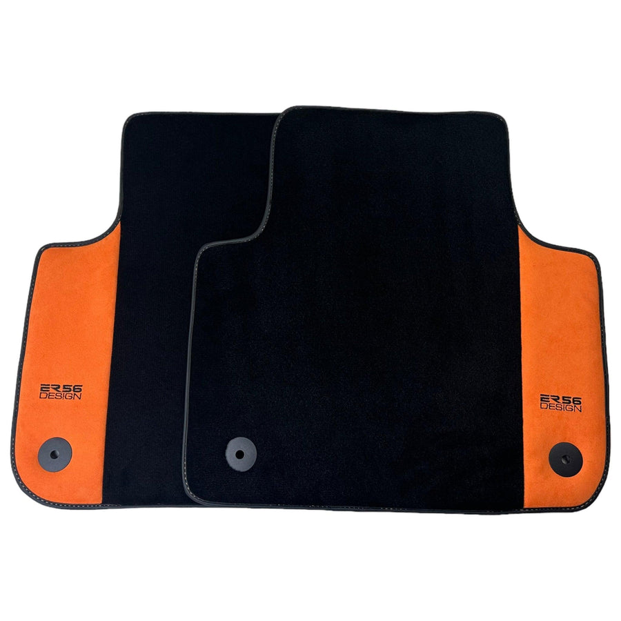 Black Floor Mats for Audi A4 - B9 Allroad Quattro (2016-2020) With Orange Alcantara | ER56 Design - AutoWin