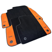 Black Floor Mats for Audi A4 - B9 Allroad Quattro (2016-2020) With Orange Alcantara | ER56 Design - AutoWin