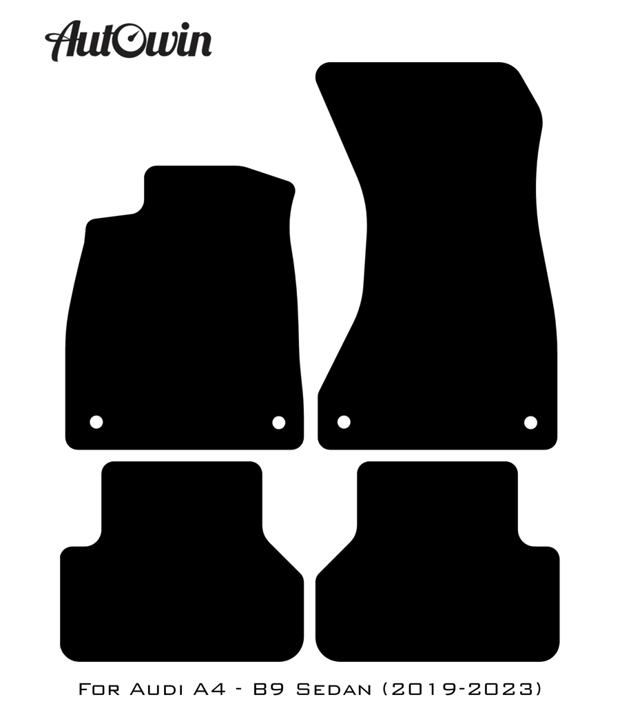 Black Floor Mats for Audi A4 - B9 Sedan (2019-2023) | No Steps - AutoWin