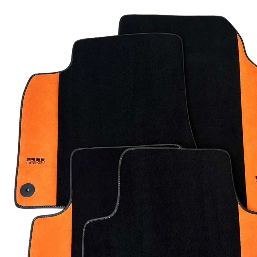 Black Floor Mats for Audi A5 - 8T3 Coupe (2007-2016) With Orange Alcantara | ER56 Design - AutoWin