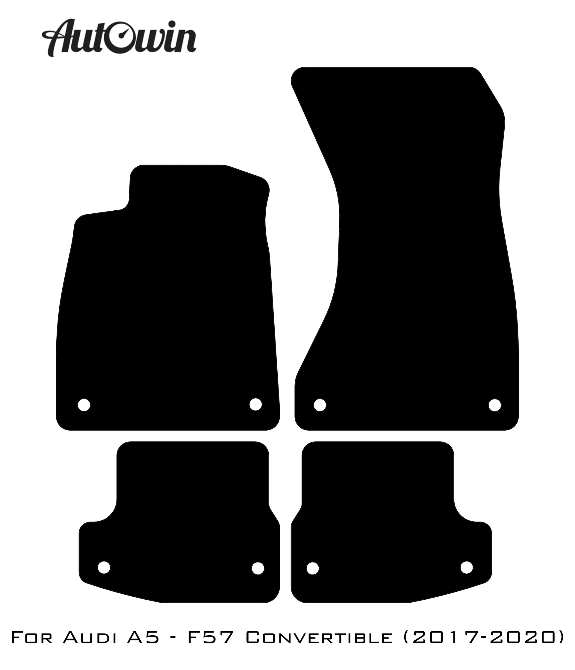 Black Floor Mats for Audi A5 - F57 Convertible (2017-2020) With Orange Alcantara | ER56 Design - AutoWin