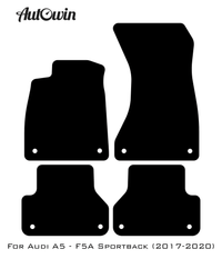 Black Floor Mats for Audi A5 - F5A Sportback (2017-2020) With Orange Alcantara | ER56 Design - AutoWin