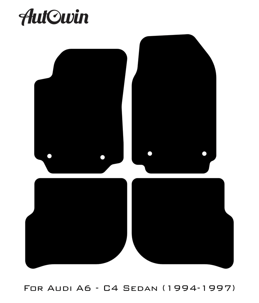Black Floor Mats for Audi A6 - C4 Sedan (1994-1997) | No Steps - AutoWin