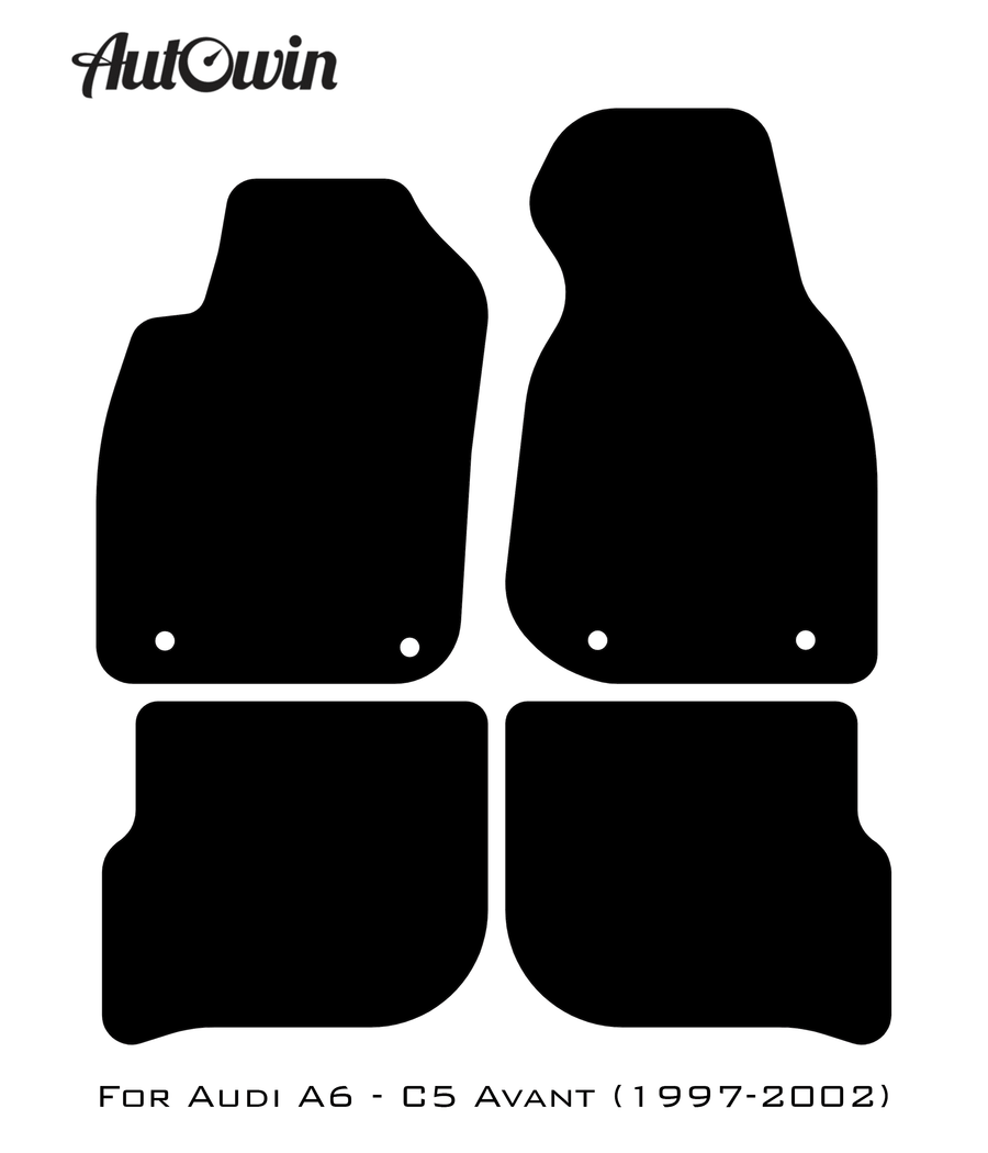 Black Floor Mats for Audi A6 - C5 Avant (1997-2002) With Orange Alcantara | ER56 Design - AutoWin