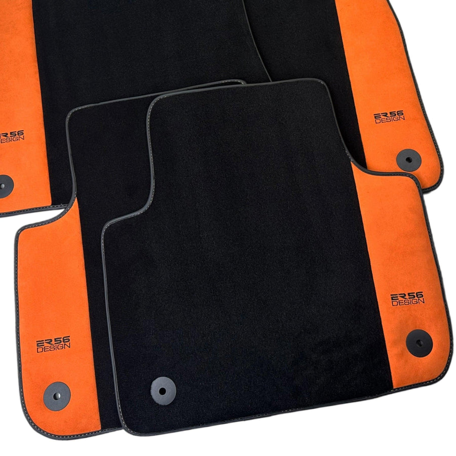 Black Floor Mats for Audi A6 - C5 Avant (1997-2002) With Orange Alcantara | ER56 Design - AutoWin