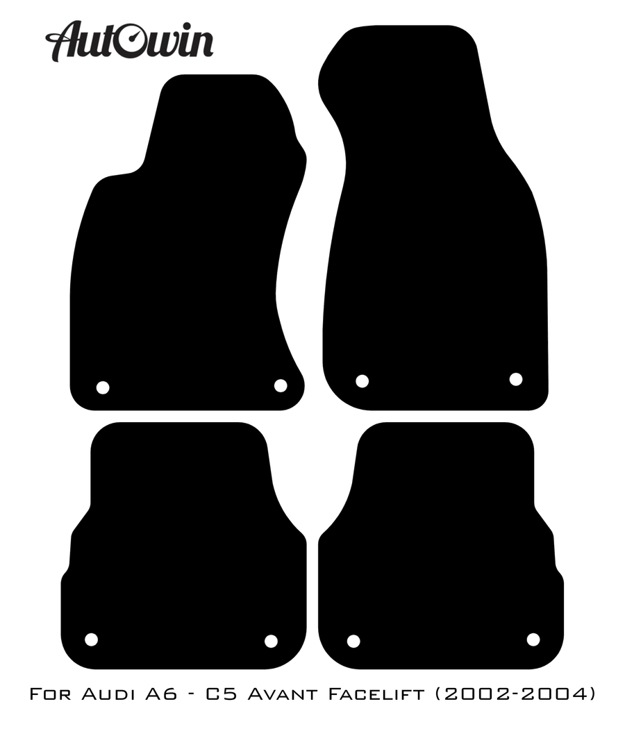 Black Floor Mats for Audi A6 - C5 Avant Facelift (2002-2004) With Orange Alcantara | ER56 Design - AutoWin