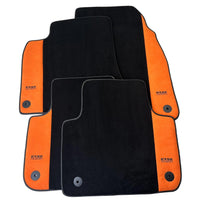 Black Floor Mats for Audi A6 - C6 Allroad Quattro (2006-2008) With Orange Alcantara | ER56 Design - AutoWin