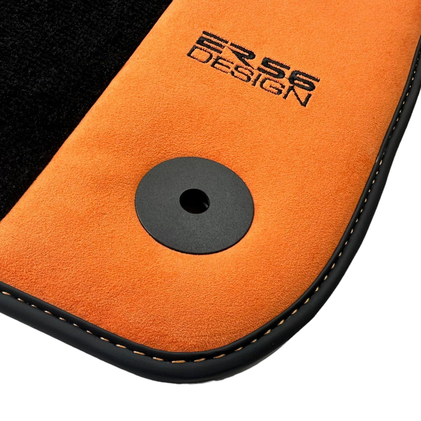 Black Floor Mats for Audi A6 - C6 Allroad Quattro Facelift (2008-2011) With Orange Alcantara | ER56 Design - AutoWin