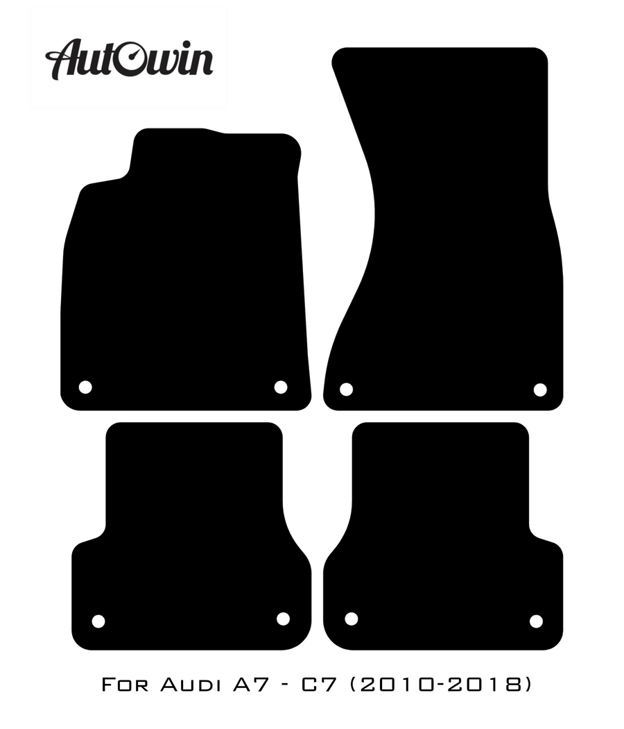 Black Floor Mats for Audi A7 - C7 (2010-2018) With Orange Alcantara | ER56 Design - AutoWin