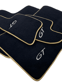 Black Floor Mats For Bentley Continental GT 2003–2011 With Gold Color Trim - AutoWin