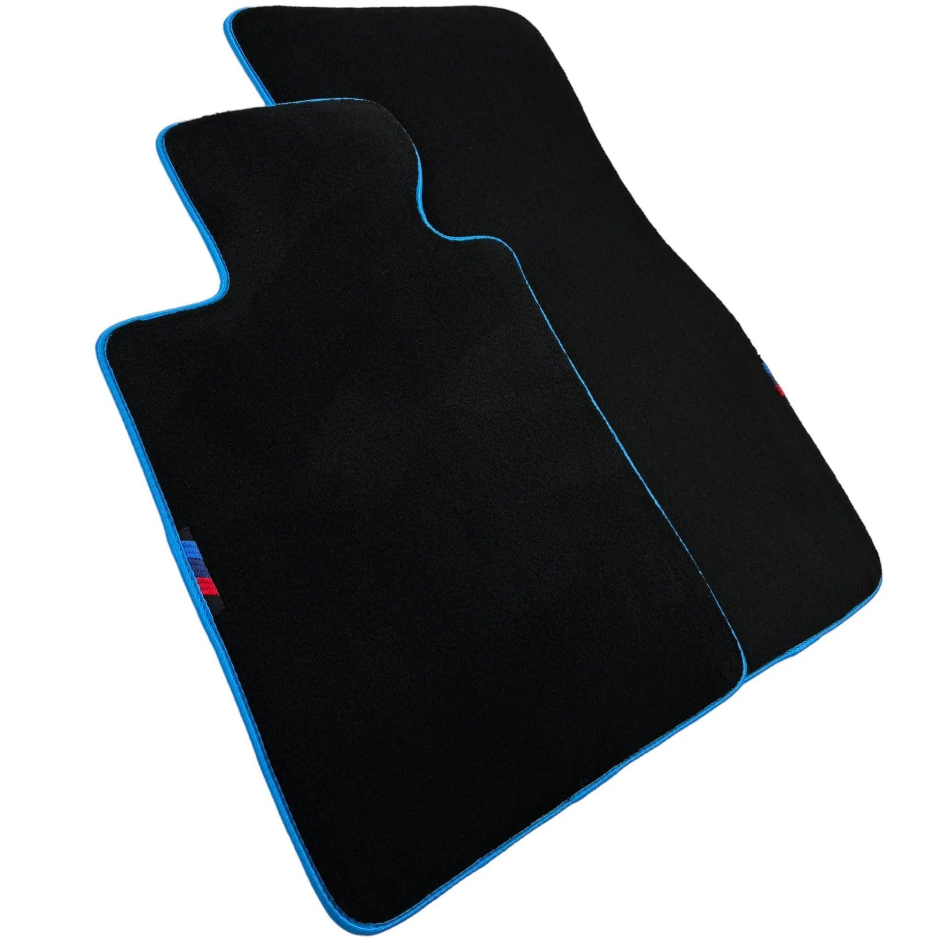 Black Floor Mats For BMW 1 Series F20 | Sky Blue Trim - AutoWin