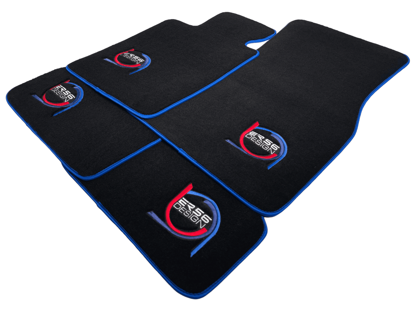 Black Floor Mats For BMW 3 Series E30 4-doors Sedan ER56 Design Limited Edition Blue Trim - AutoWin