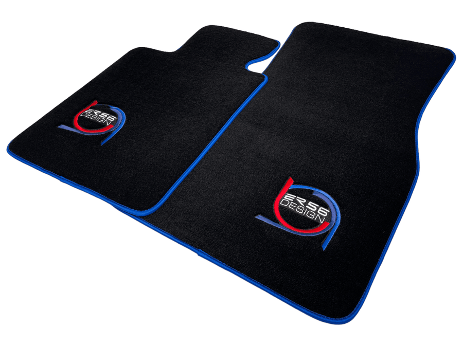 Black Floor Mats For BMW 3 Series E36 Convertible ER56 Design Limited Edition Blue Trim - AutoWin
